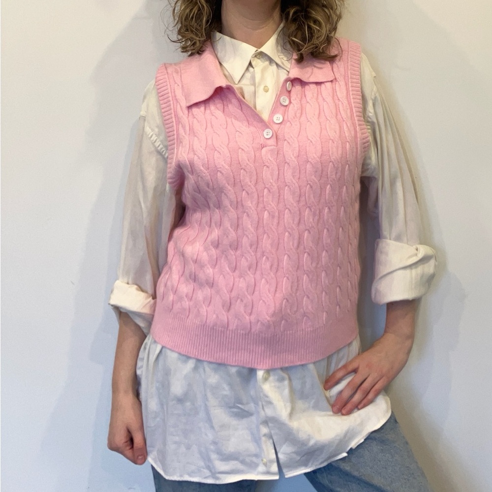 Pink Cable Knit Sweater Vest in size Medium